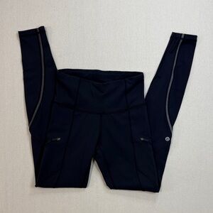 lululemon athletica Navy Leggings with Zipper Accents